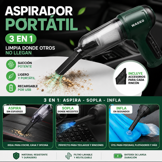 Aspirador Portátil 3 en 1 Potente