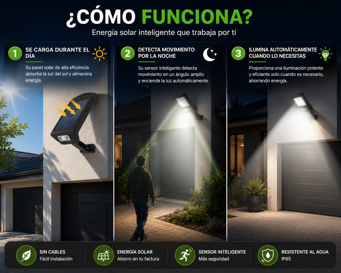 Luz Solar LED Inteligente con Sensor de Movimiento