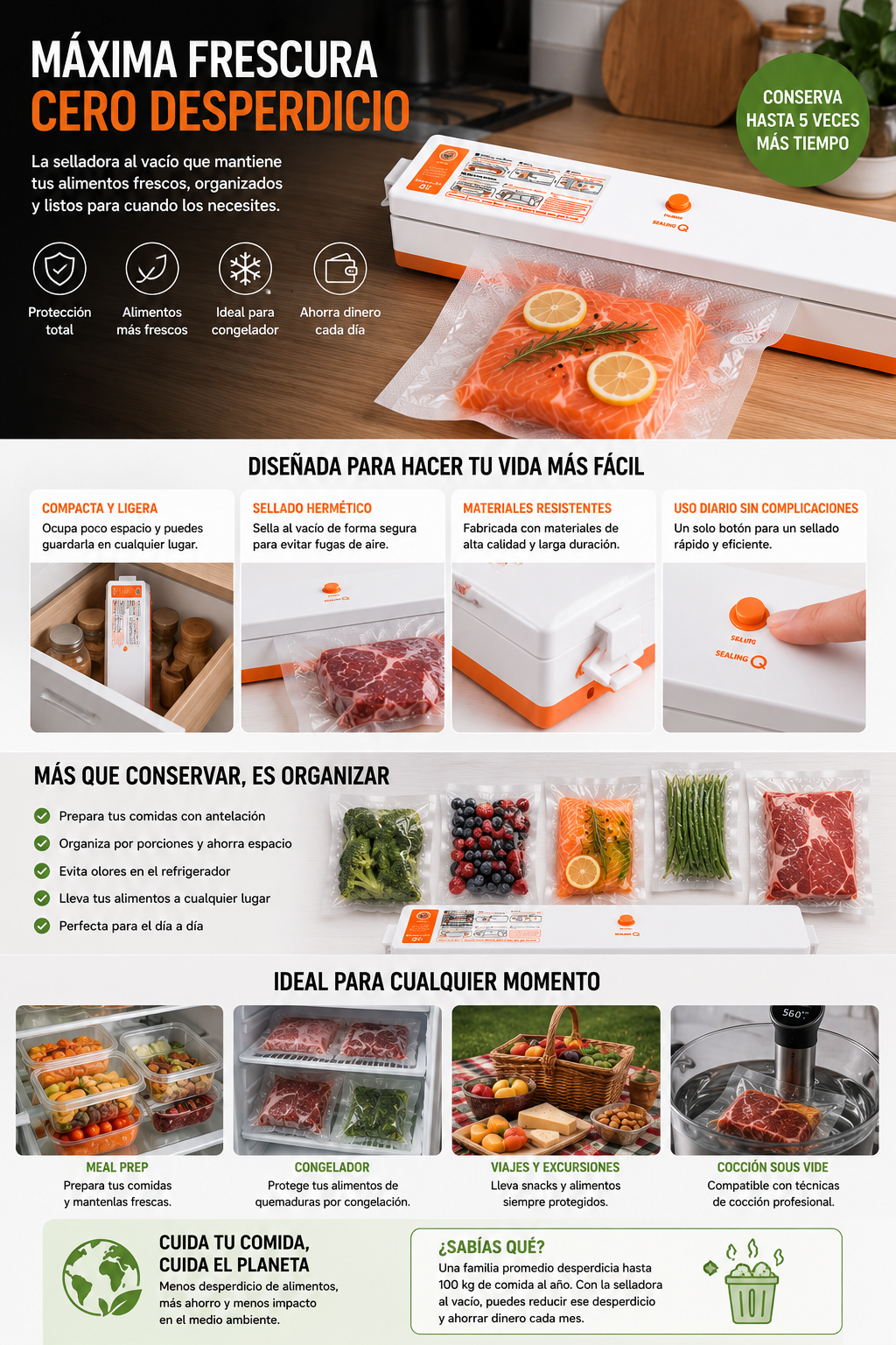 Selladora al Vacío para Alimentos | Conserva Frescura